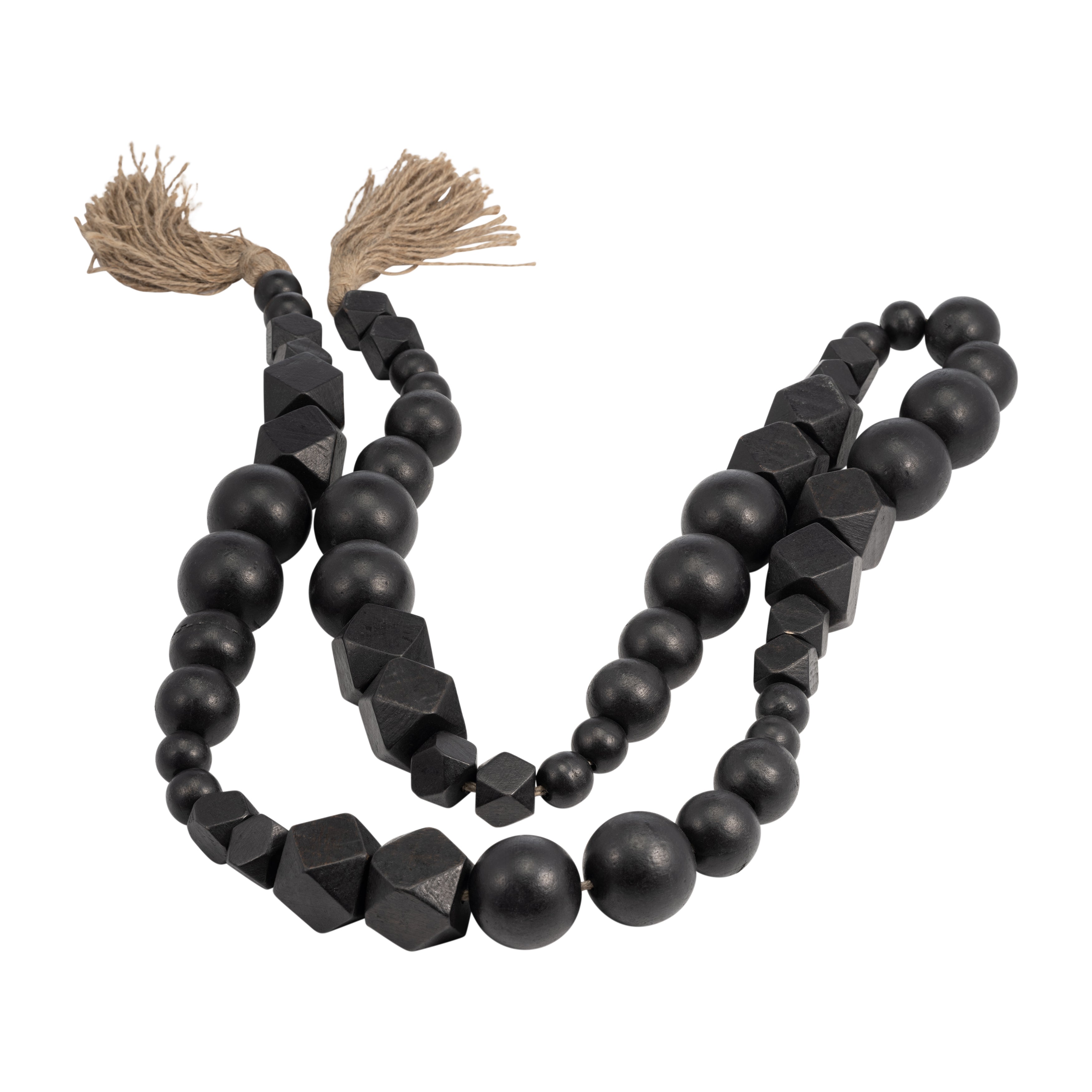 Ebon Enchantment: Black Wood Bead Strand