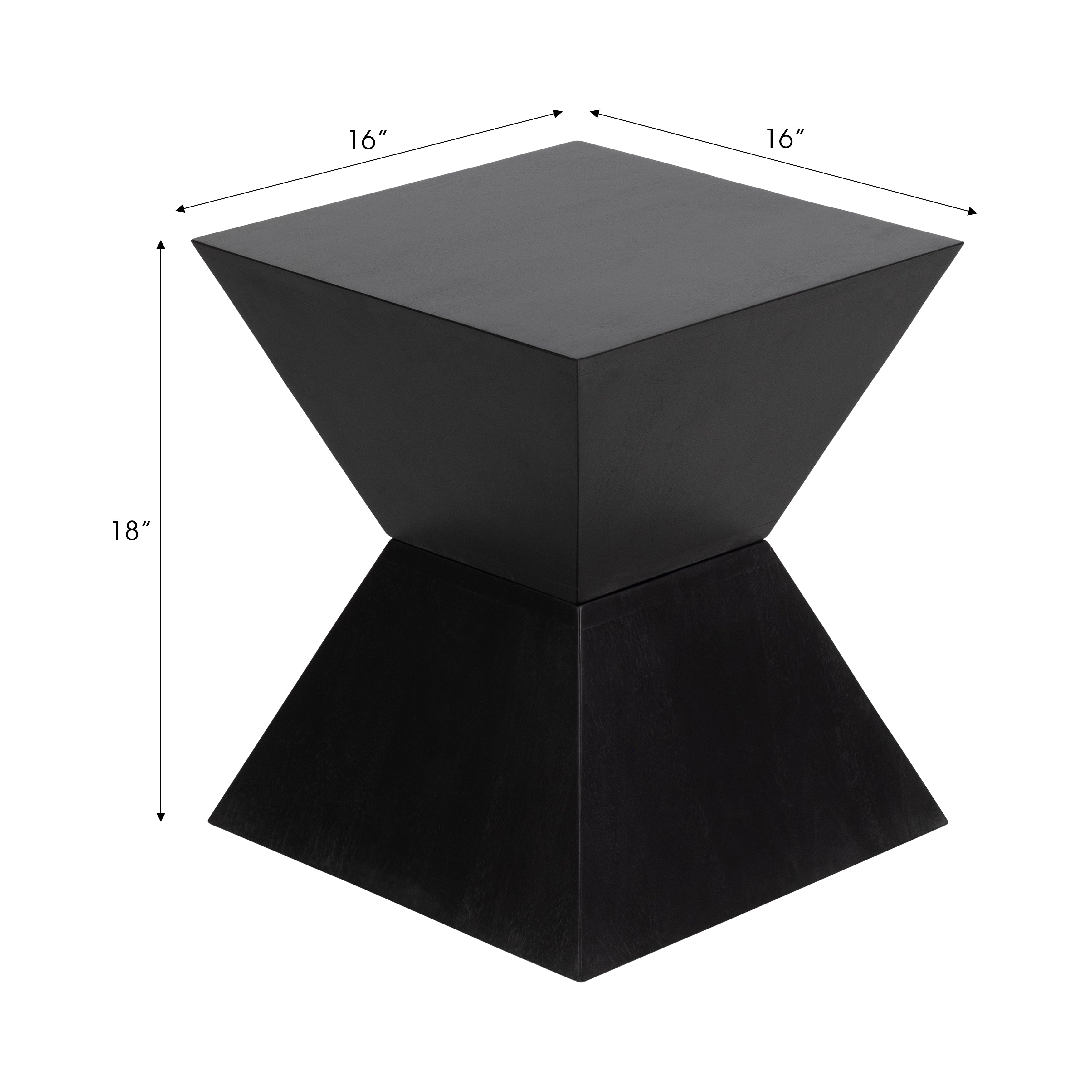 18" Hourglass Side Table, Black, Kd