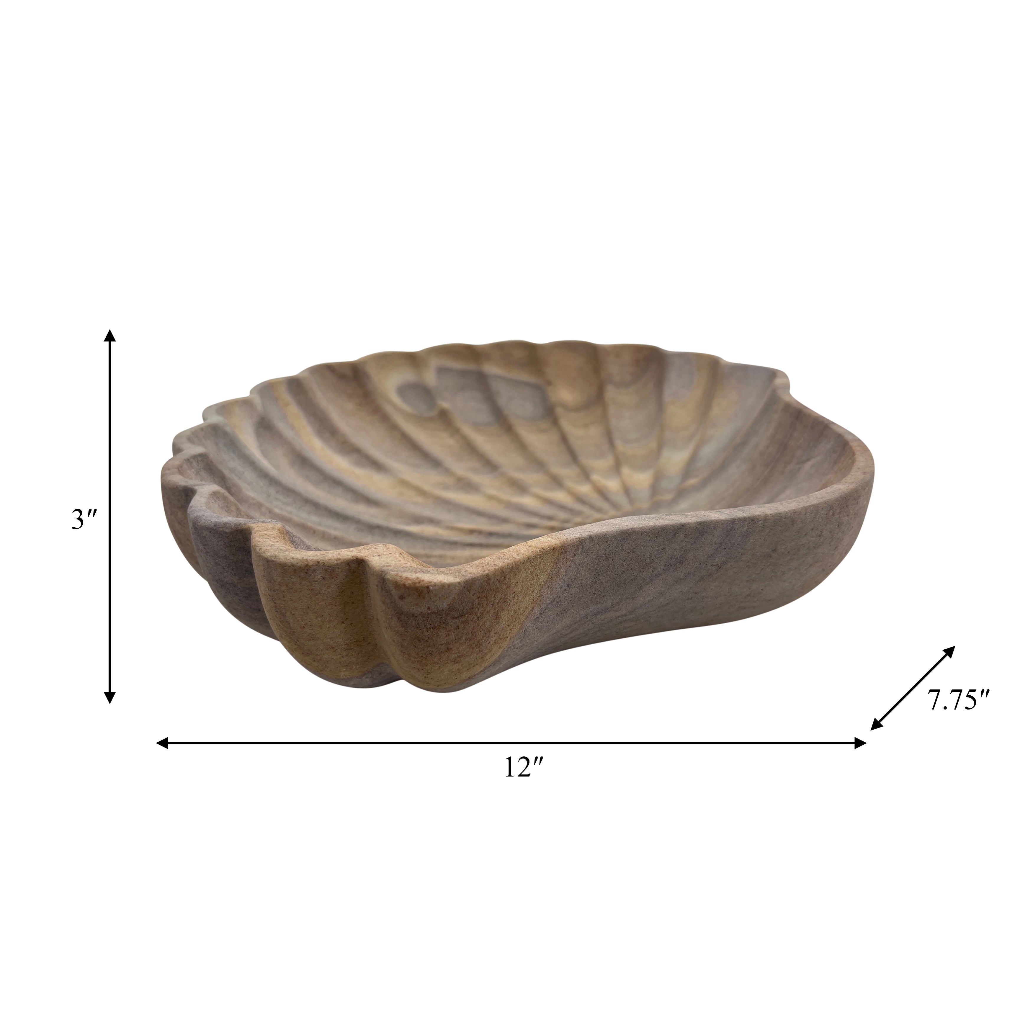 Nature's Canvas: 12" Natural Stone Shell Plate - A Coastal Masterpiece