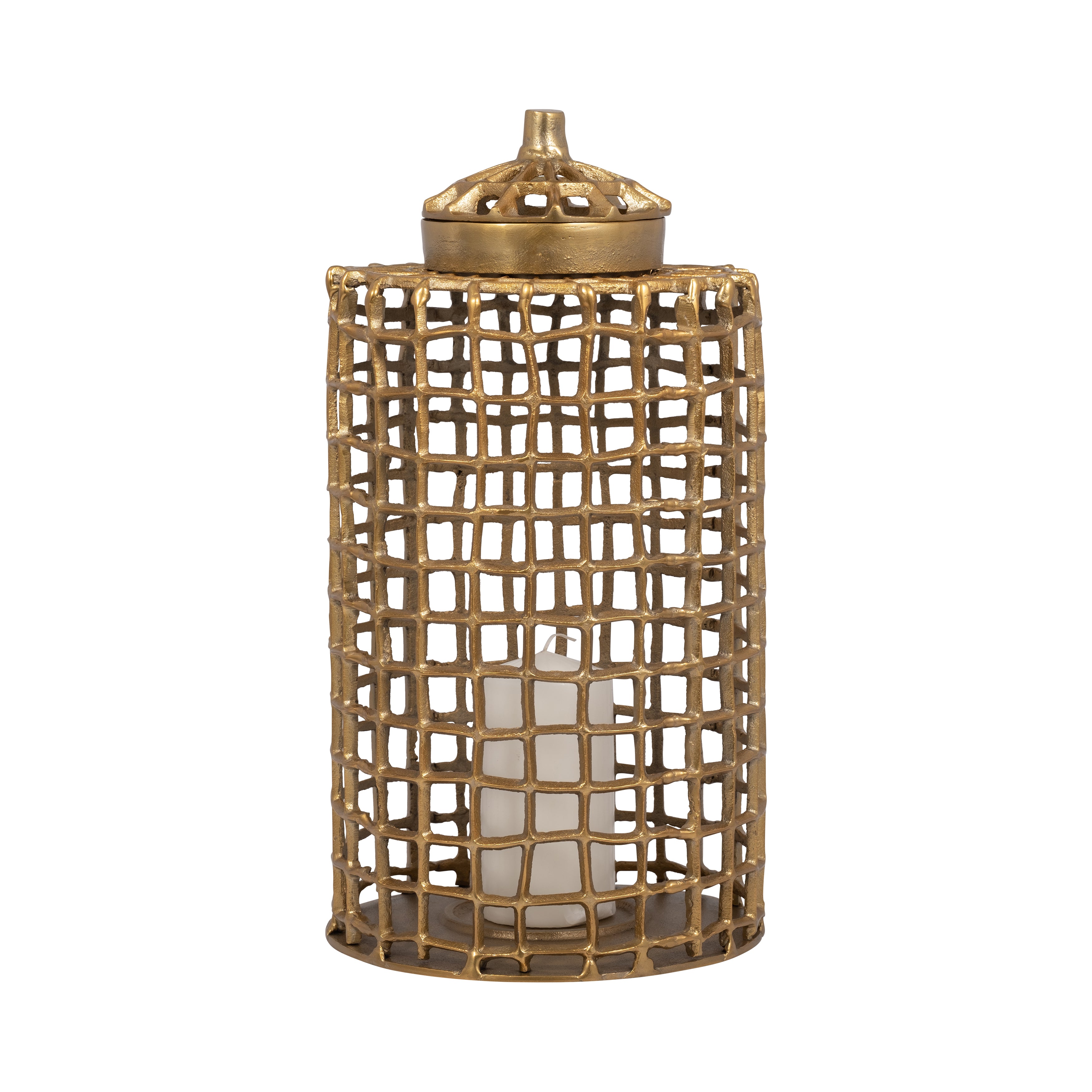 Gilded Metal Jar with Lid | 18-Inch Decorative Container