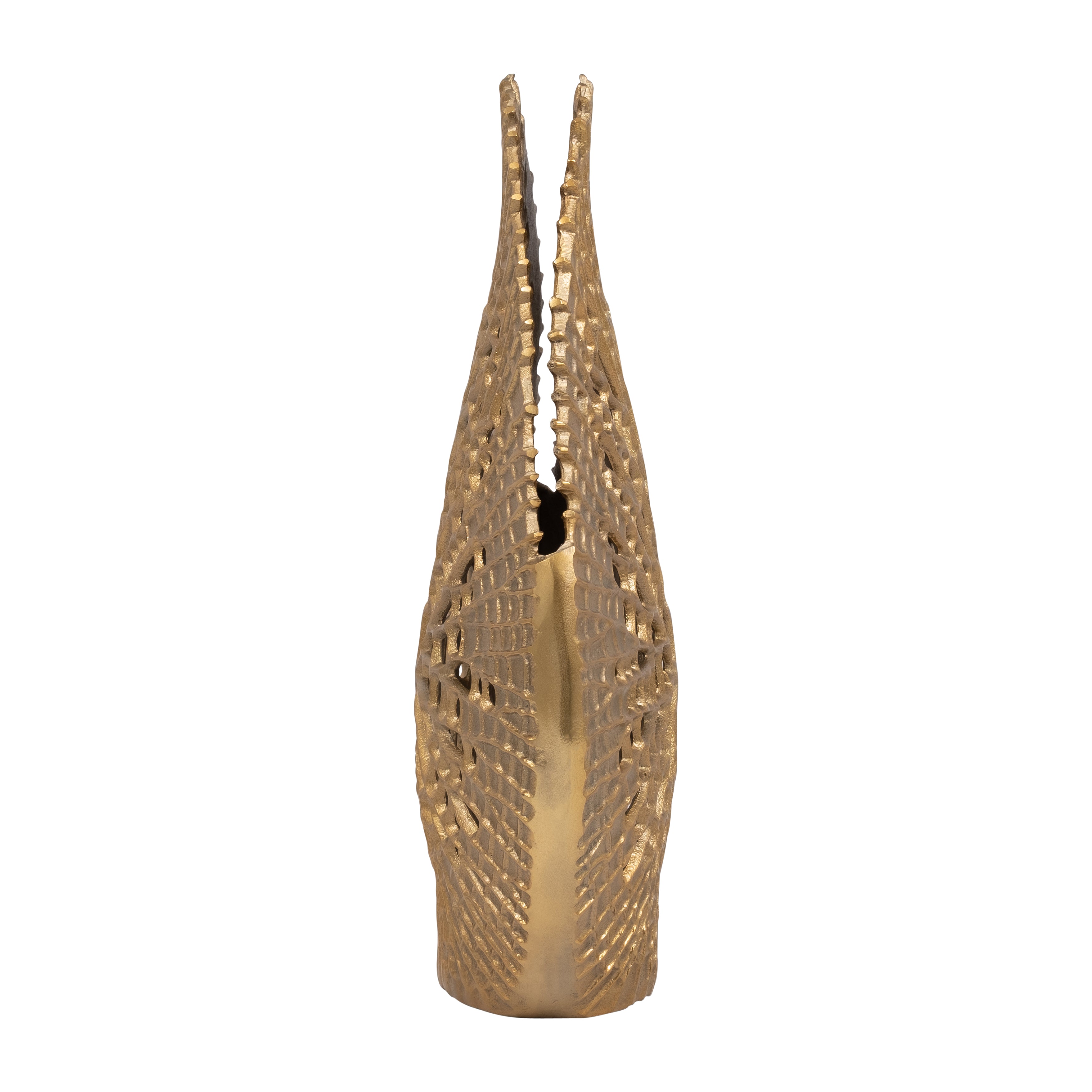 Radiant Splendor: 18" Gold Metal Contemporary Vase - Statement Decor Piece