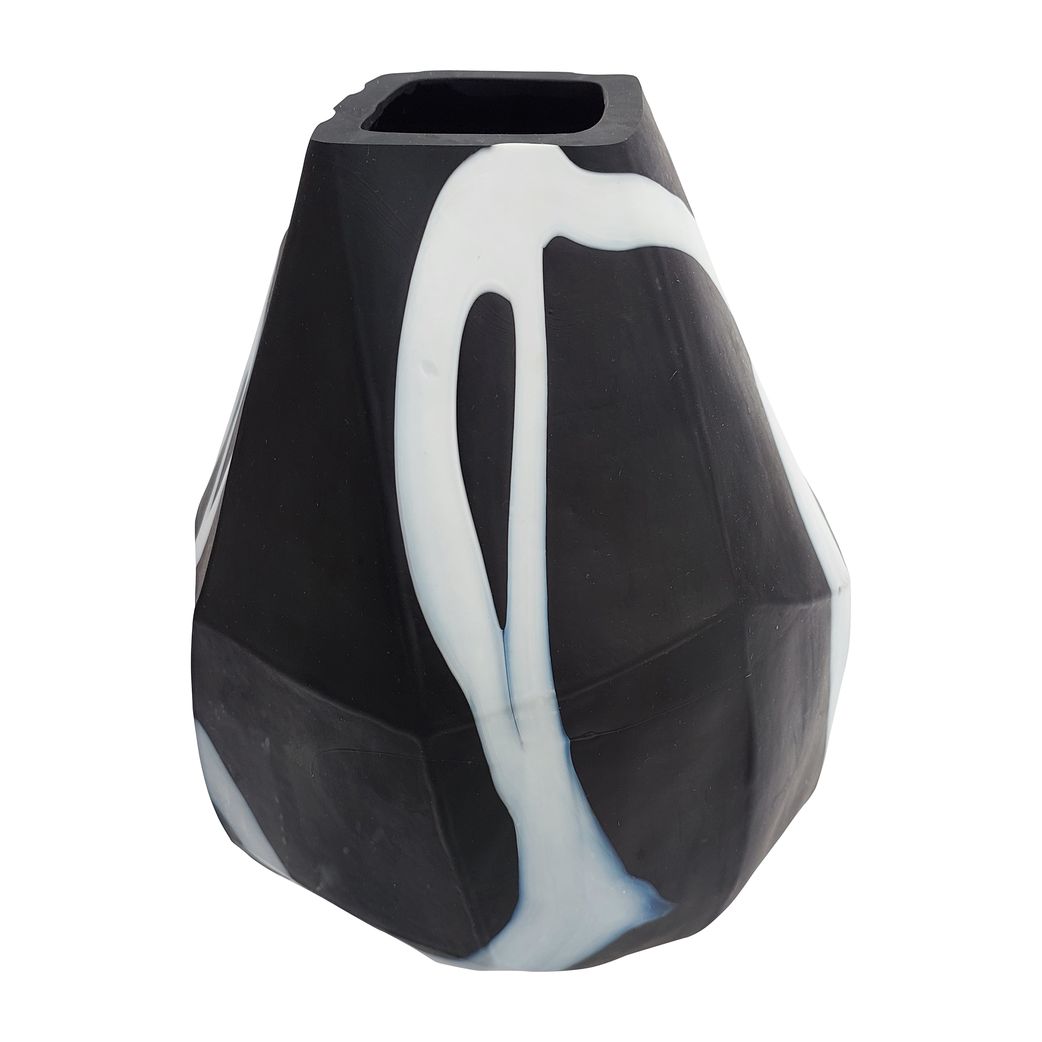 Monochrome Marvel: Handcrafted 10" Glass Vase for Contemporary Homes