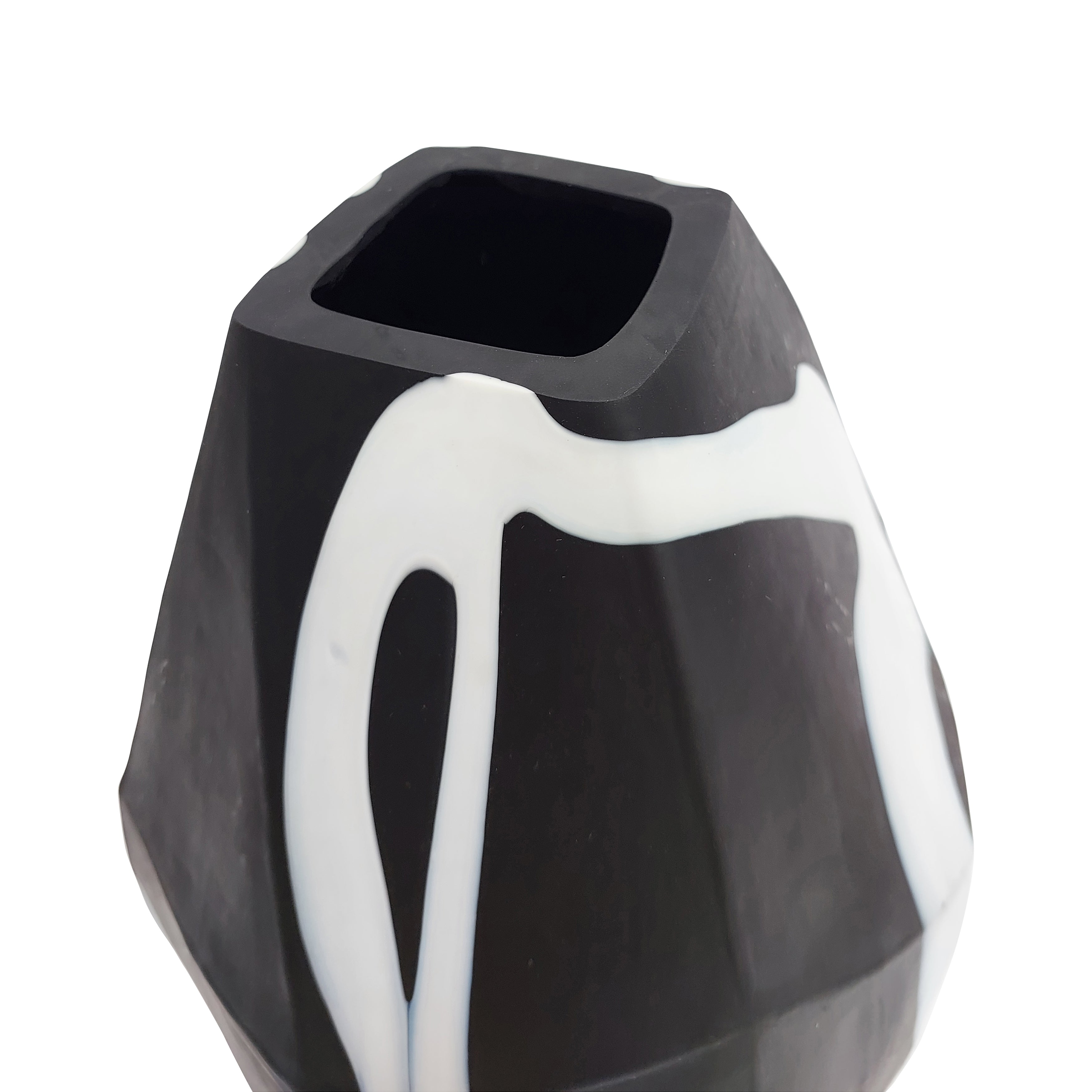 Monochrome Marvel: Handcrafted 10" Glass Vase for Contemporary Homes