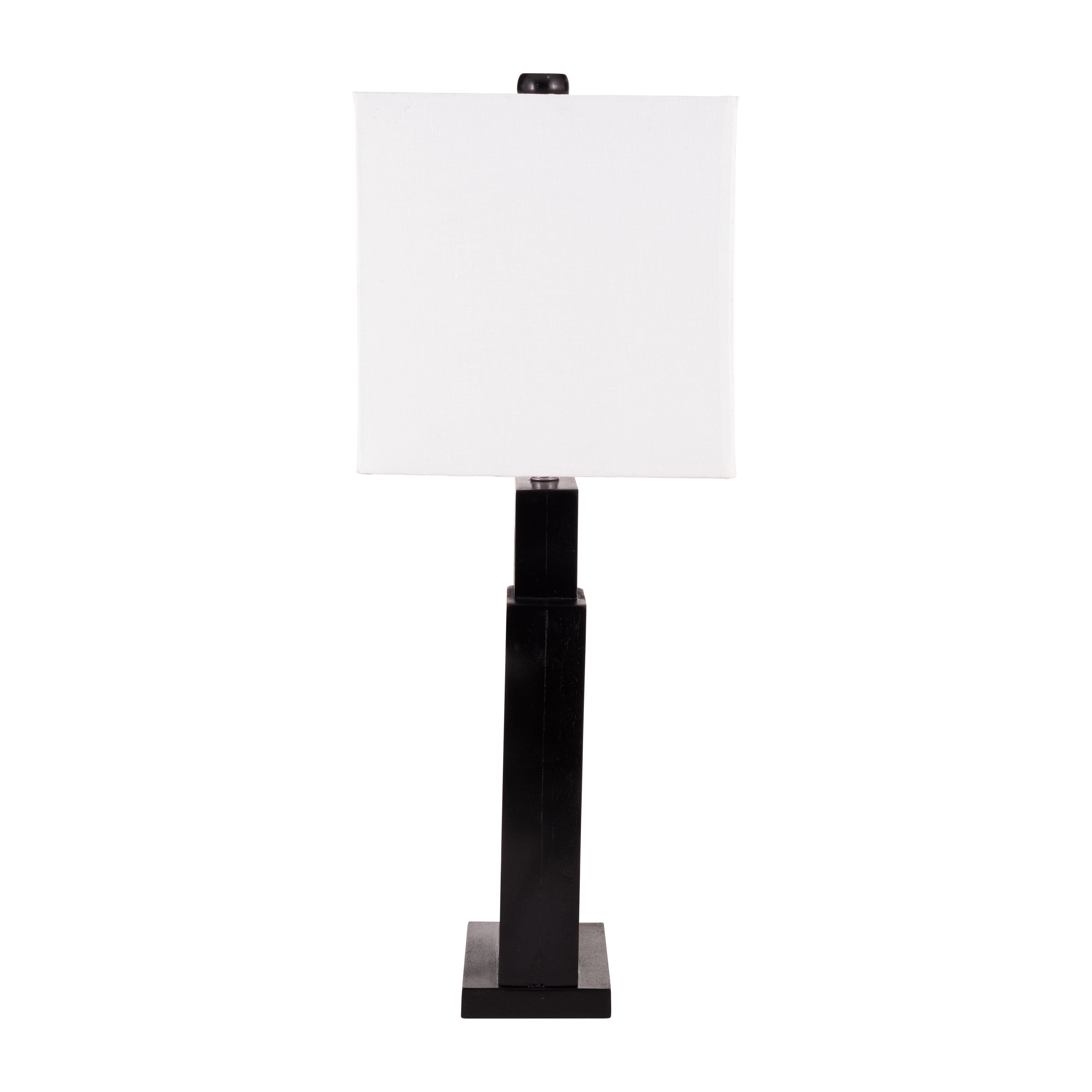 Wood, 27"h Geometric Lamp, Black