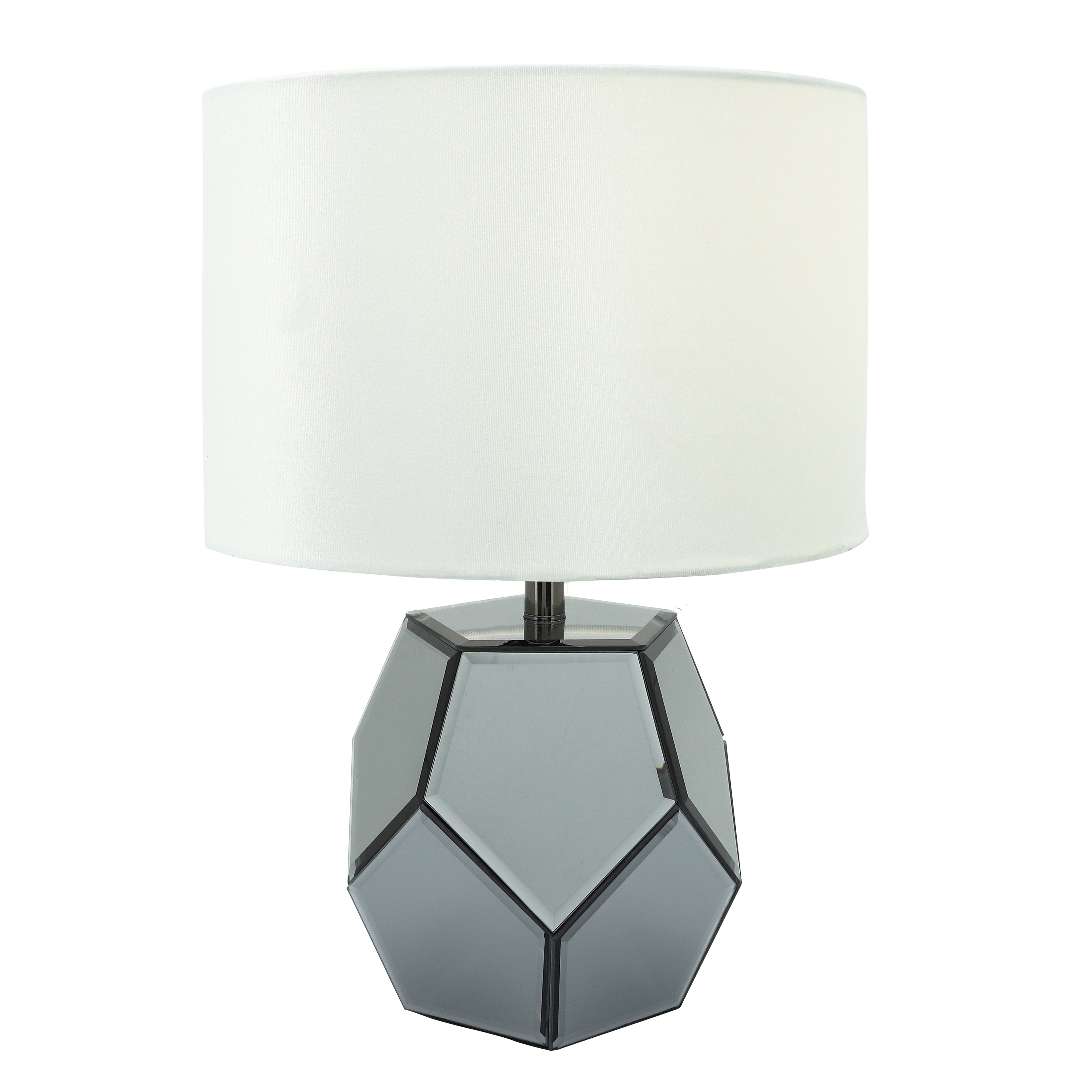 Mirrored 17.25" Facetd Table Lamp, Silver