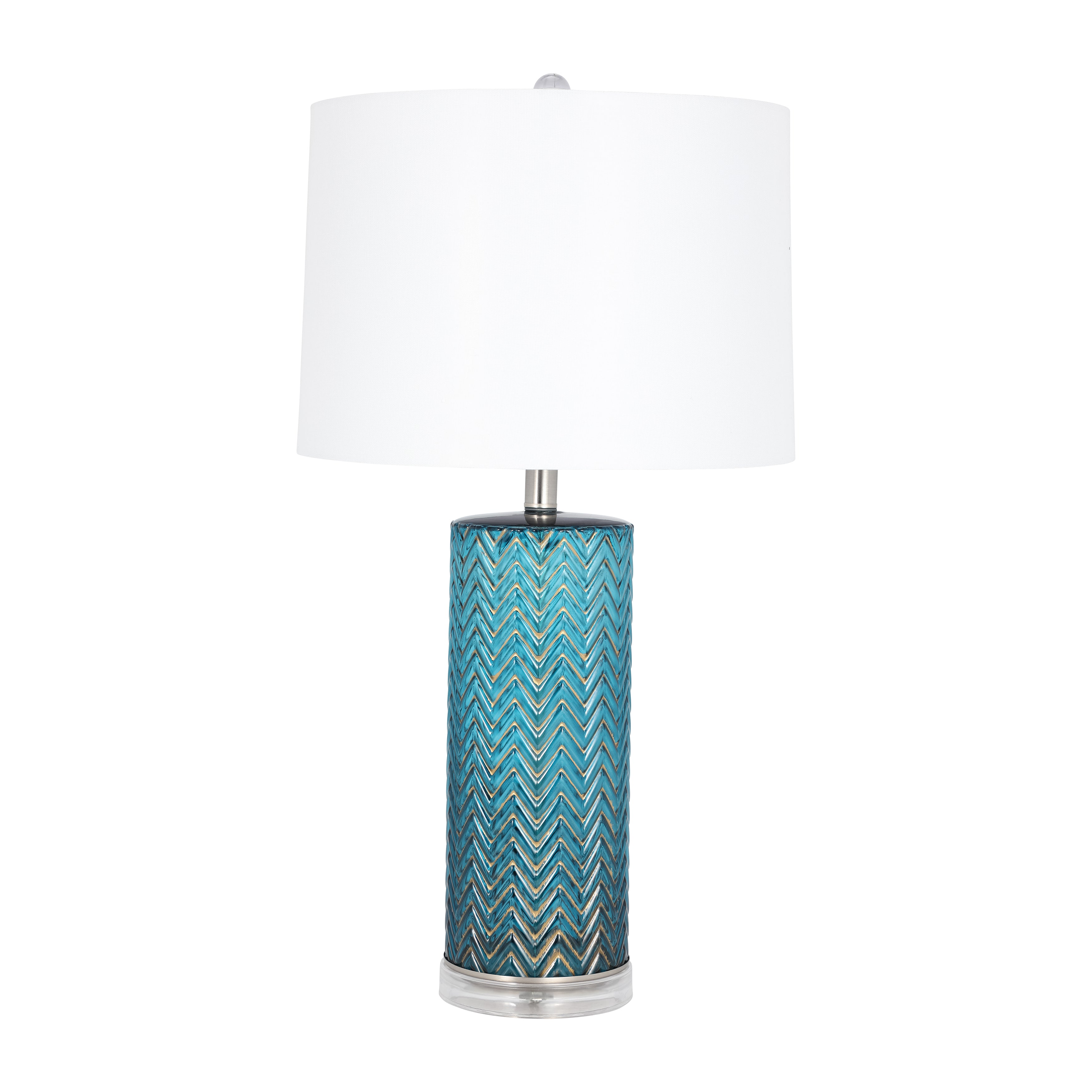 Glass 28" Chevron Table Lamp, Blue