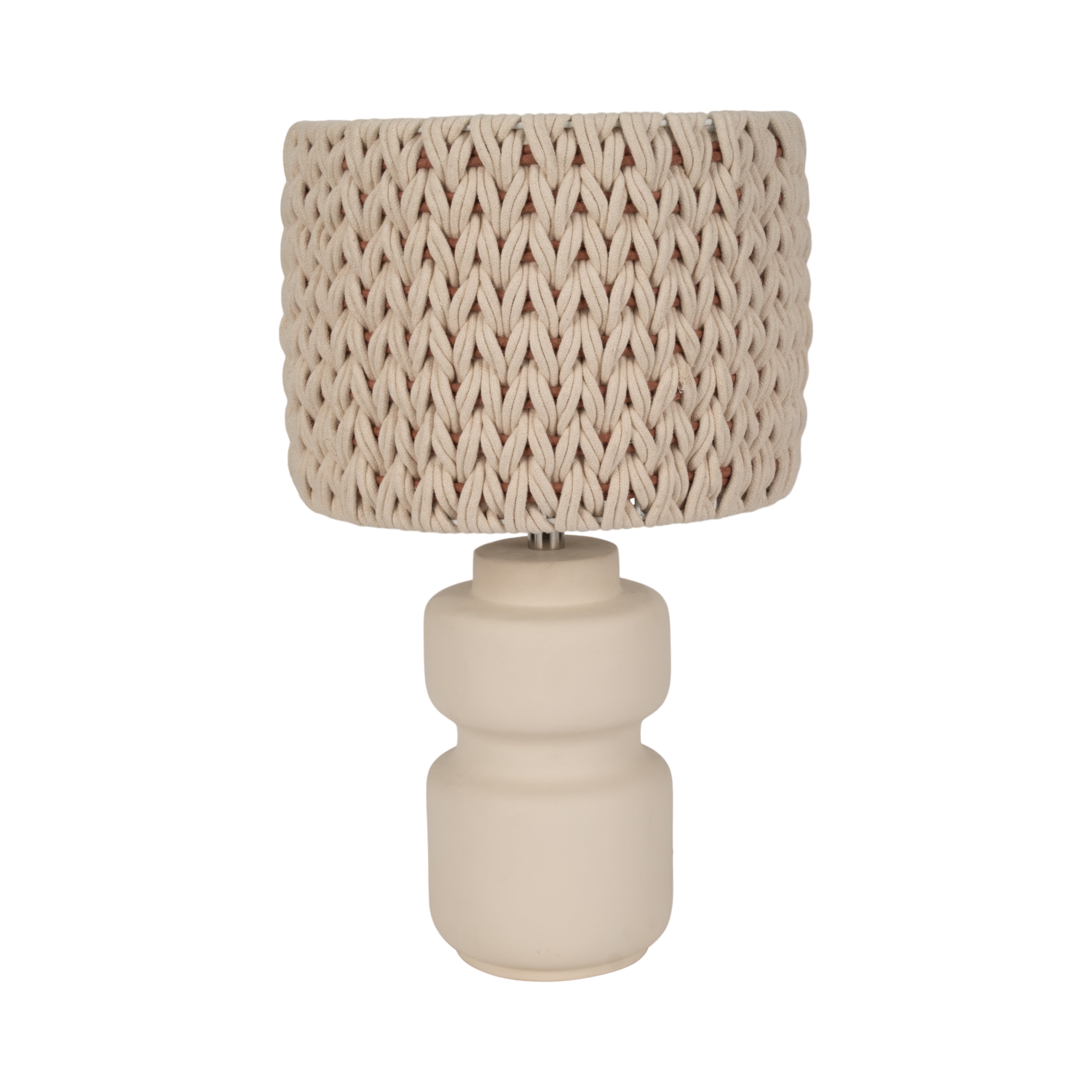 Cozy Craft: 23" Ceramic Macrame Glow Table Lamp