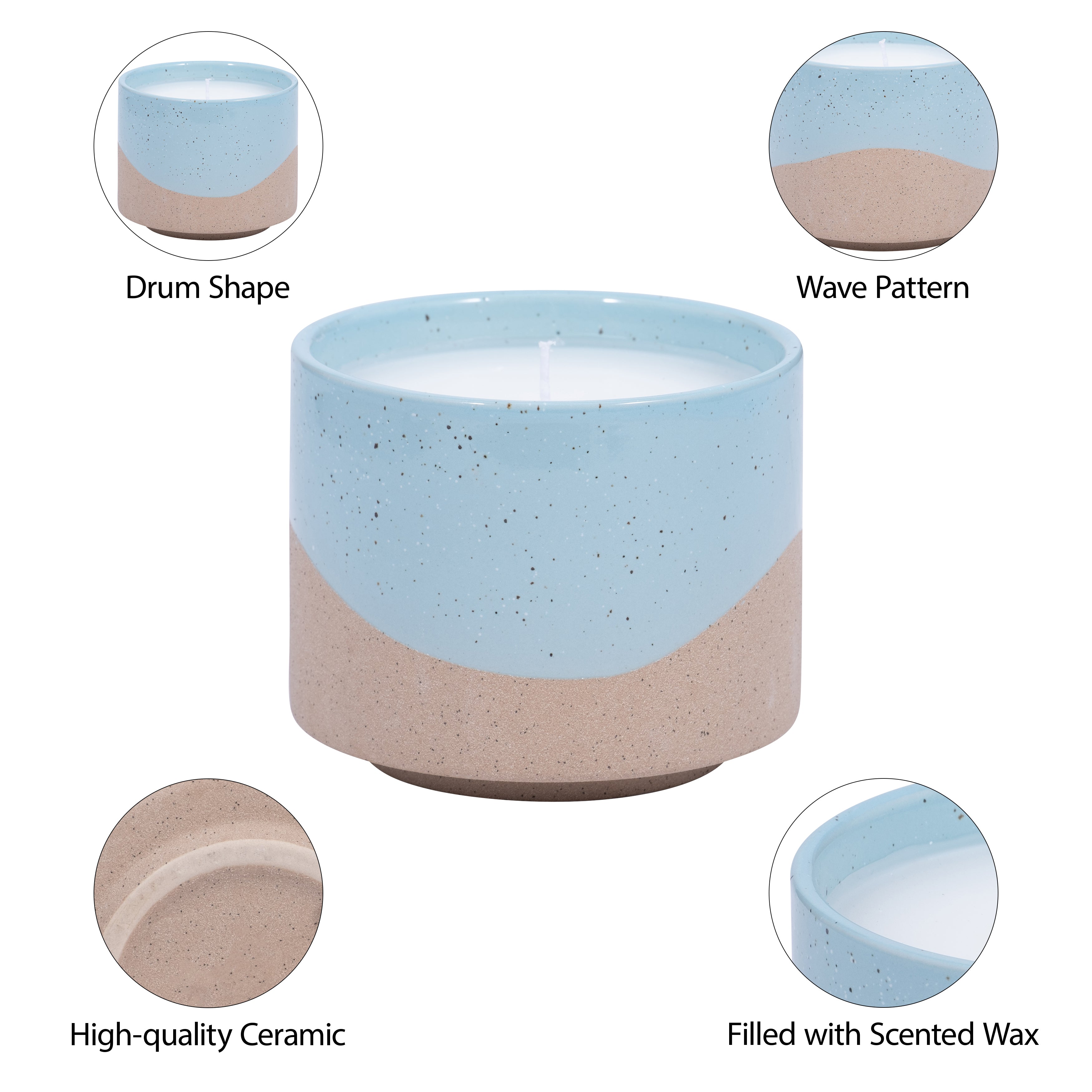 The Tranquil Tide: Aqua Citro Candle with Wavy Texture