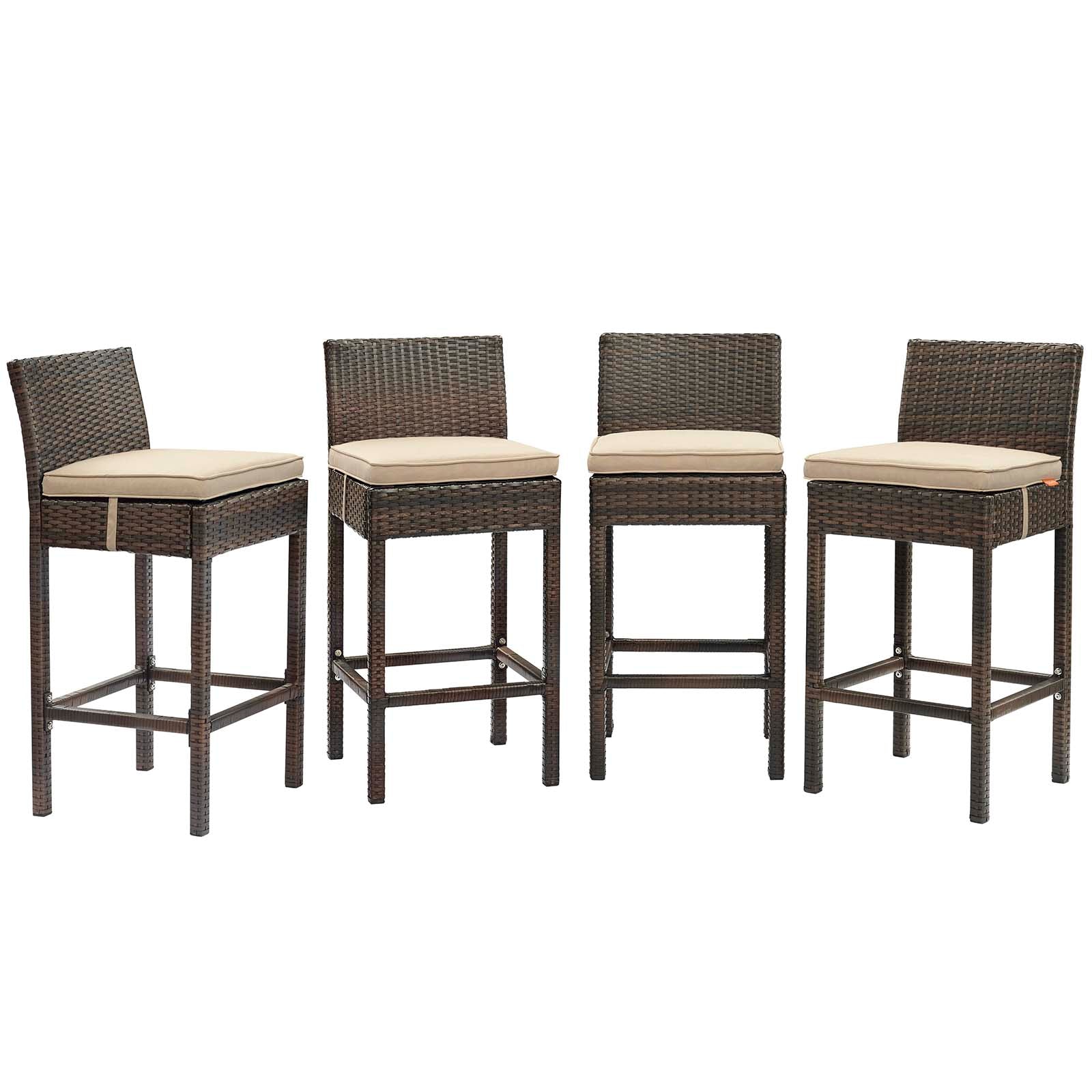 Conduit Outdoor Patio Wicker Rattan Bar Stool Set of 4