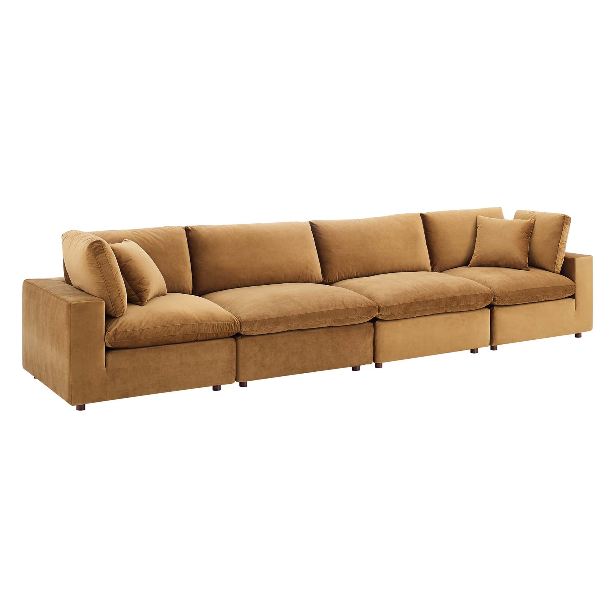 Commix Down Filled Overstuffed Performance Velvet 4-Seater Sofa