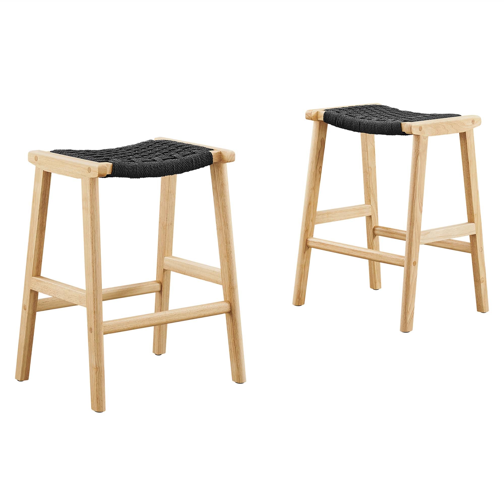 Saoirse Woven Rope Wood Counter Stool Set of 2