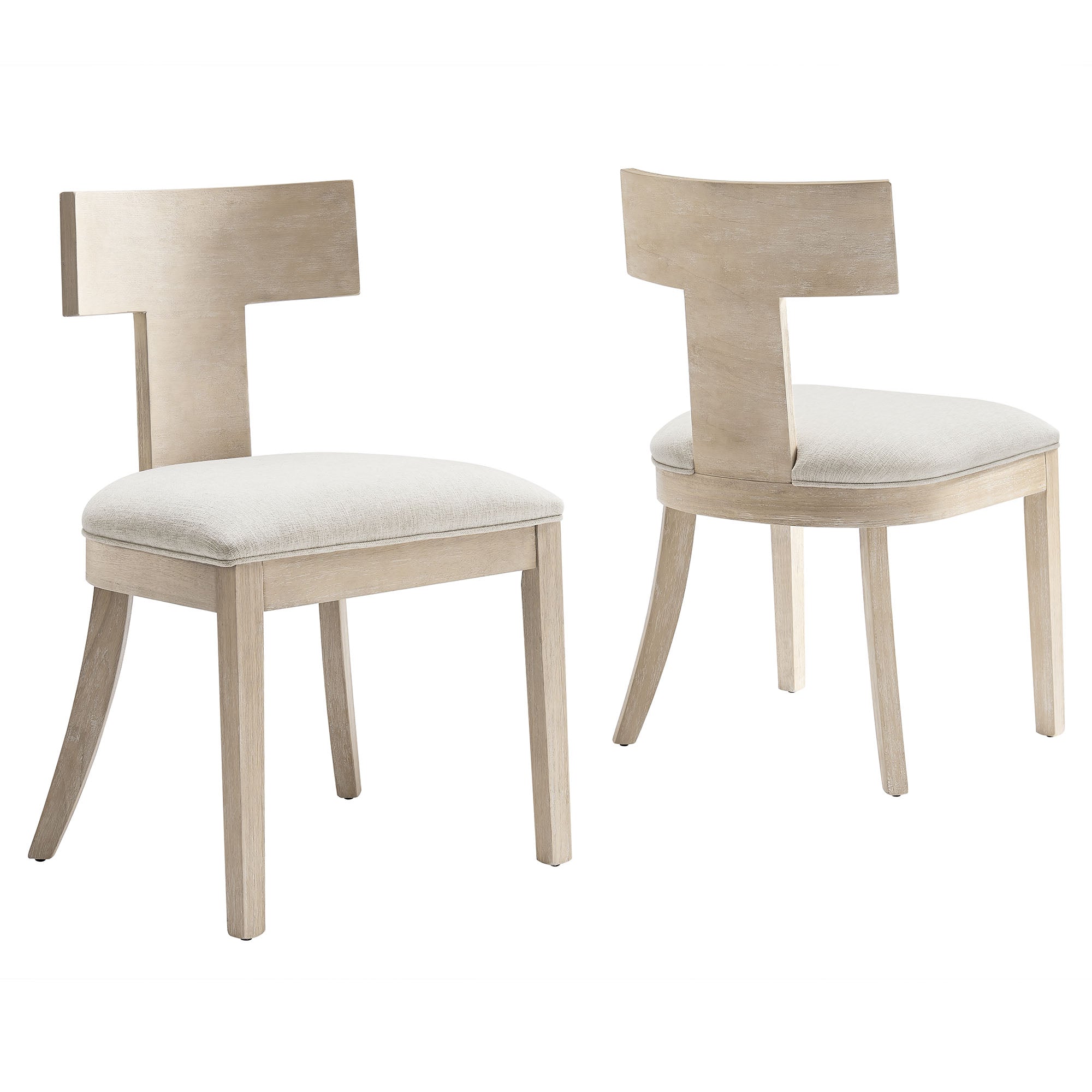 Peregrine Wood and Fabric Upholstered Dining Chairs Set of 2