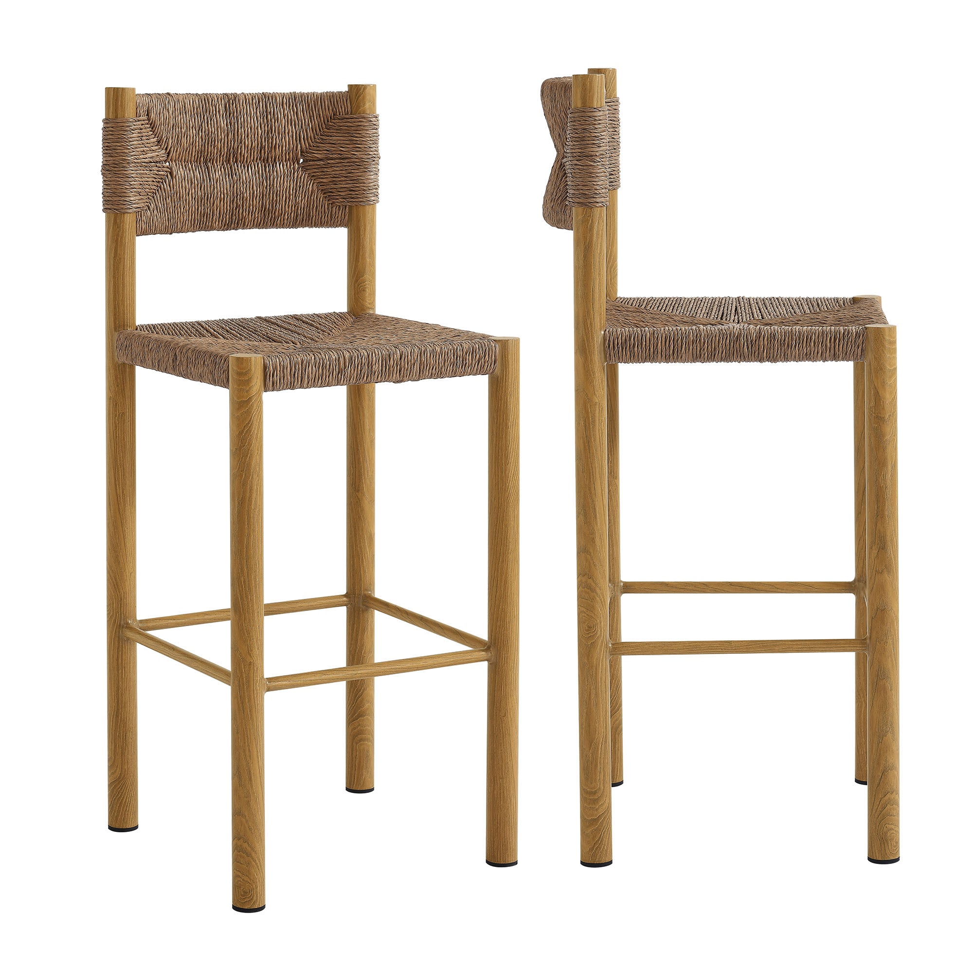 Parkland Outdoor Patio Rattan and Aluminum Bar Stools Set of 2