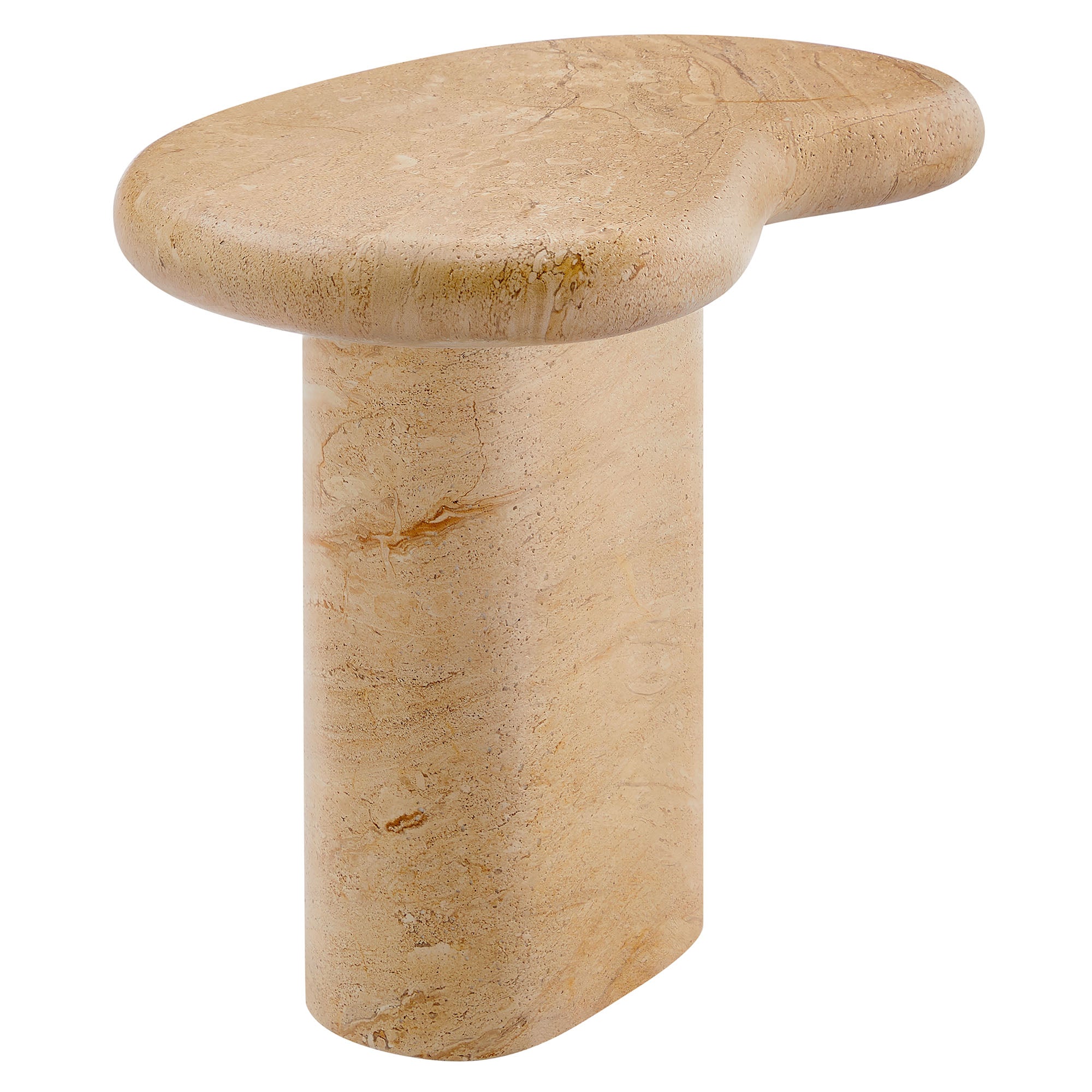 Elowen Indoor - Outdoor Patio Textured Faux Travertine Side Table