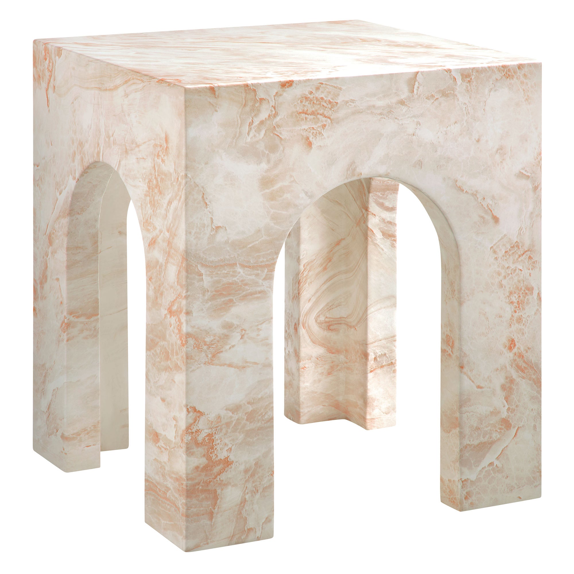 Valen Square Indoor - Outdoor Patio Arched Concrete Side Table