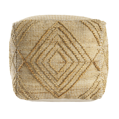 Golden Geometric Oasis  18 x 18 x 18 Pouf