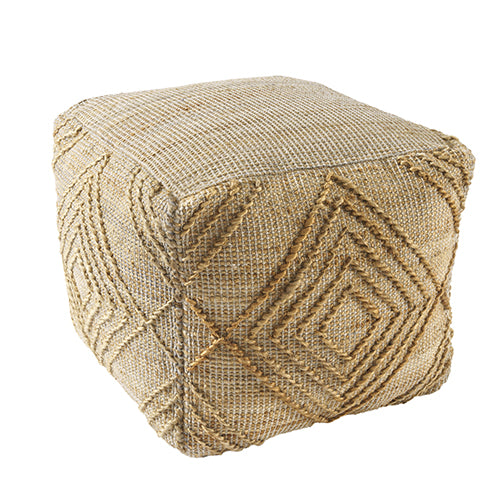 Golden Geometric Oasis  18 x 18 x 18 Pouf